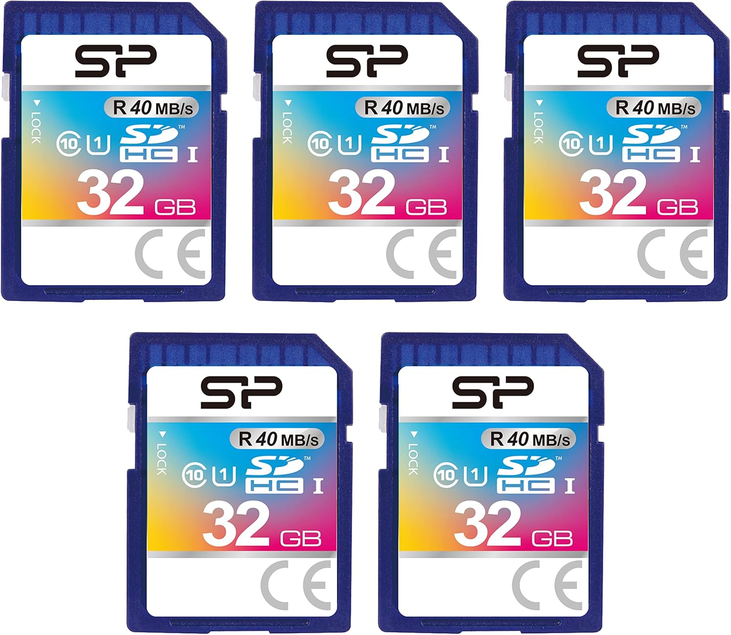 32GB 5-Pack SDHC Class 10 UHS-1 Flash Memory Card by Silicon Power
